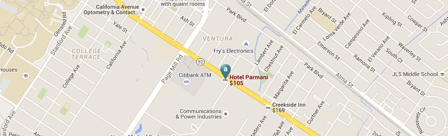 Palo Alto, California Hotel Location Map Palo Alto, California Hotel Location Map